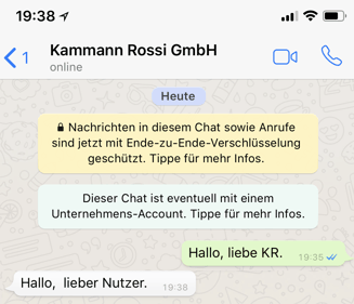 WhatsApp Business erster Chat