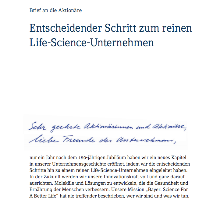 Brief an die Aktionäre Brief an die Aktionäre