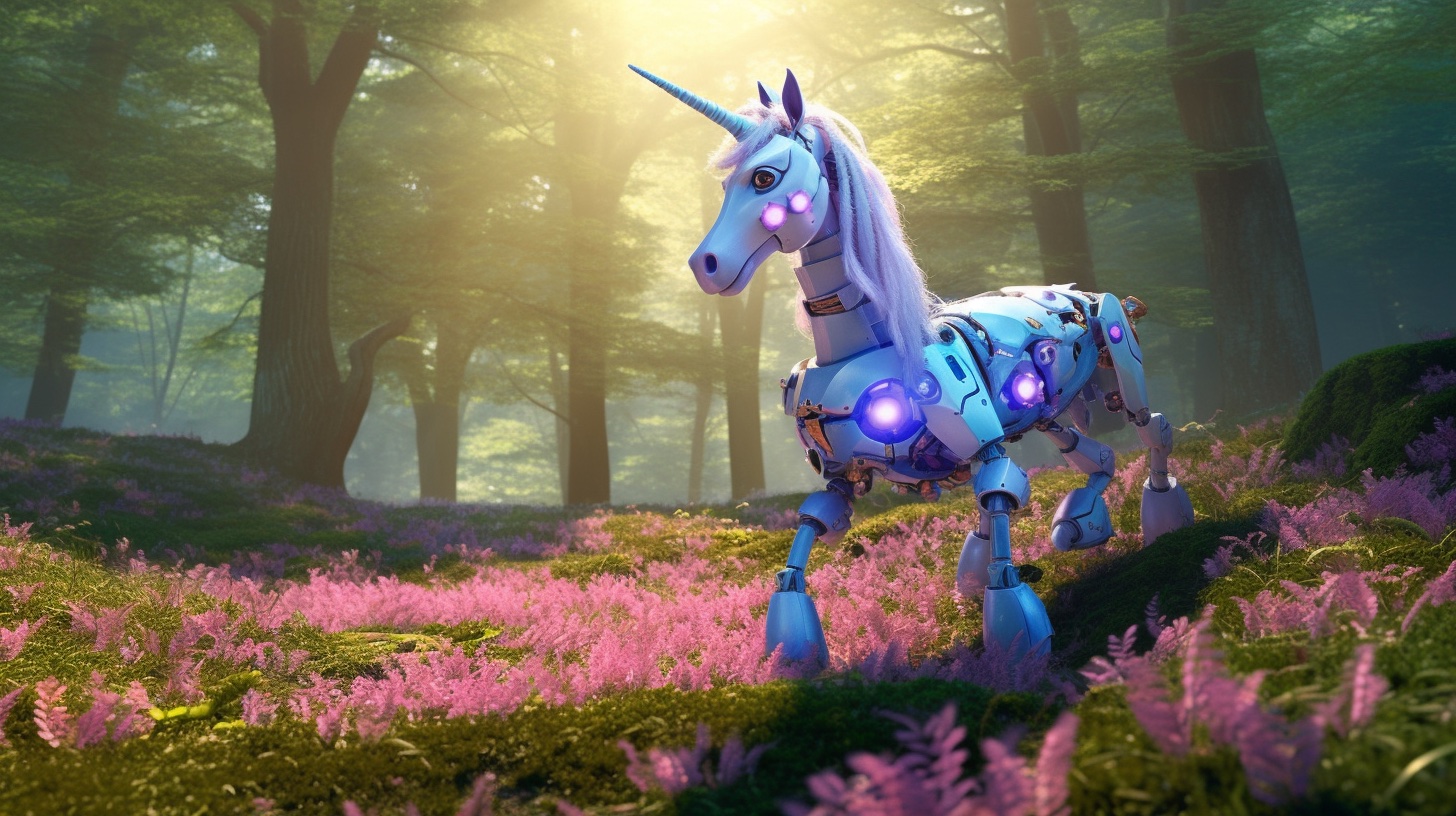 carstenrossi_a_robot_unicorn_on_a_clearing_in_a_forest_during_s_1abd257a-f75b-4706-b603-b969dcbf8b1f